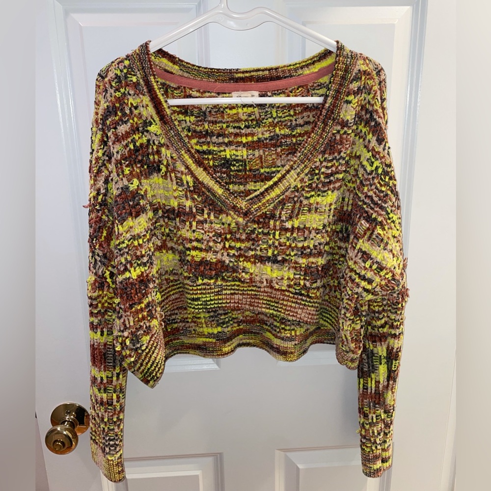 Urban Outfitters Colorful Distressed Cropped Sweater - Size Small